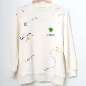 I Stole My Boyfriend's Shirt Embroidered Sweatshirt crew womens Cream small fun